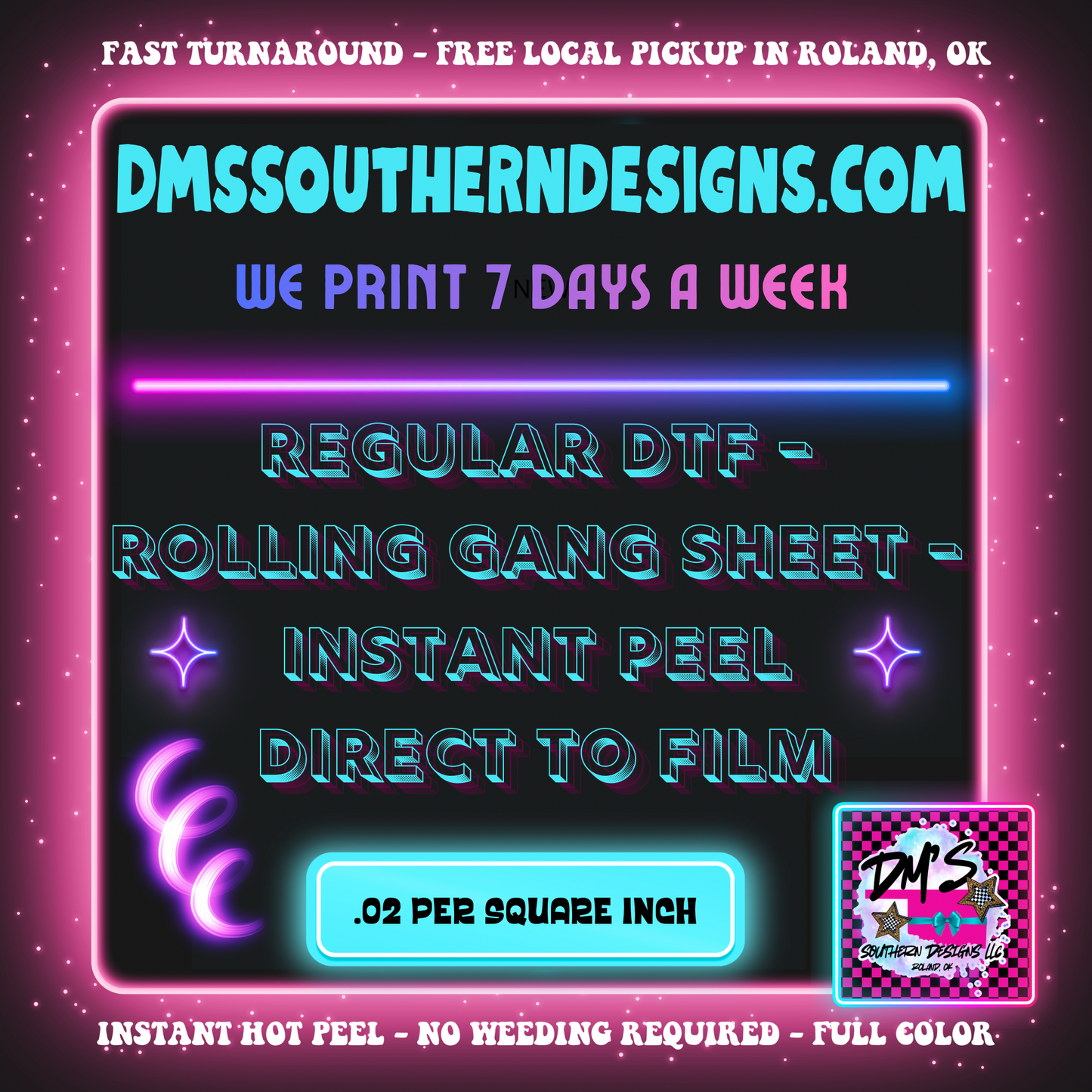 ROLLING GANG SHEET BUILDER - REGULAR DTF - ONLY PAY FOR THE INCHES USED