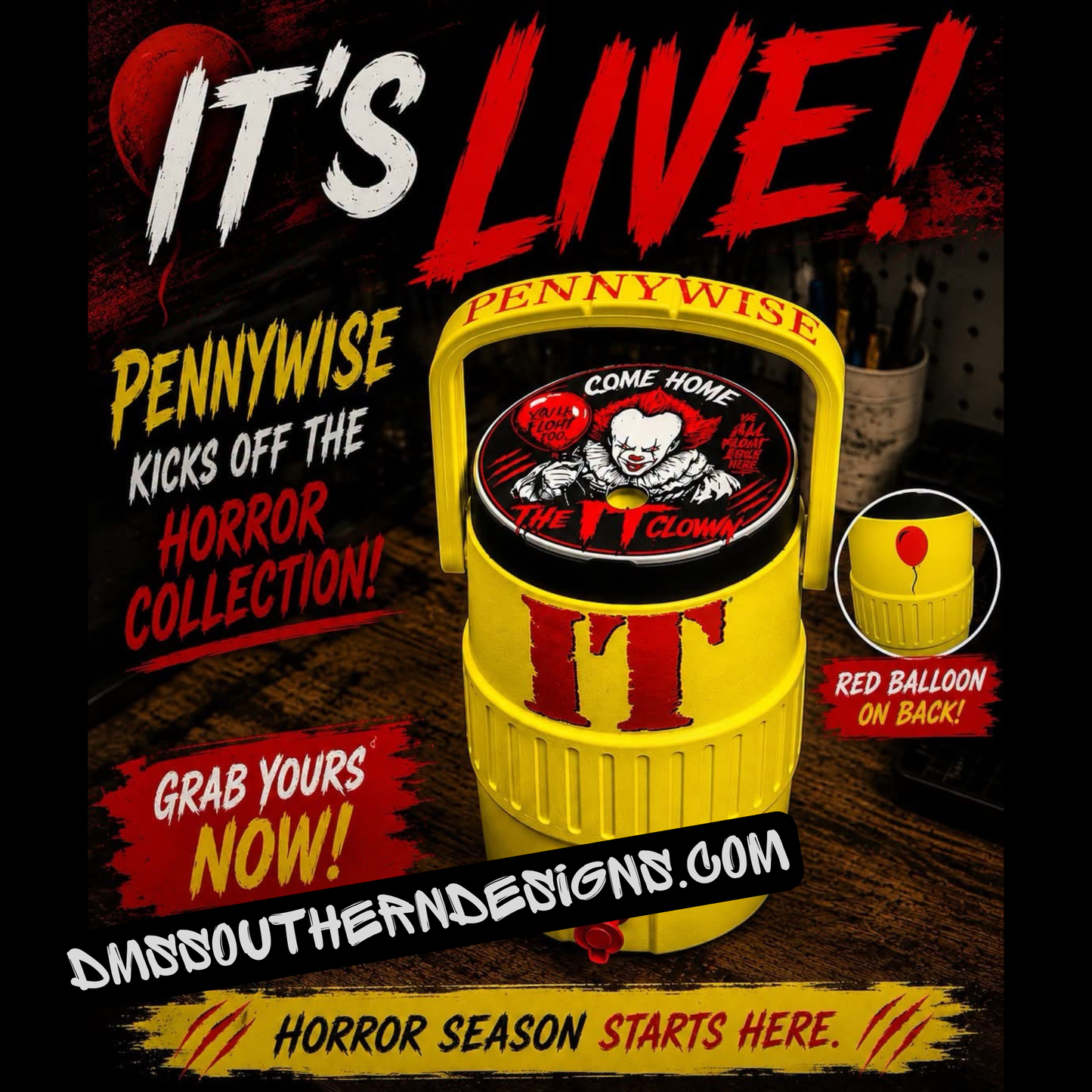 Killer Clown Penny*Wise 12oz Standard Can Holder - Drink Sleeve Coozie Cooler