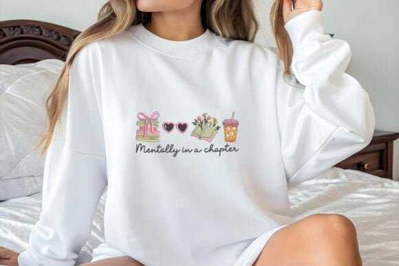 MENTALLY IN A CHAPTER EMBROIDERED CREWNECK