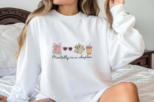 MENTALLY IN A CHAPTER EMBROIDERED CREWNECK