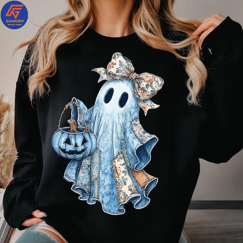 DENIM FLORAL PATCHWORK GHOSTS