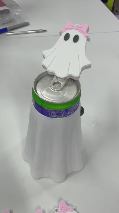 Ghost Reading Book Can Soda Opener Nail Saver Keychain