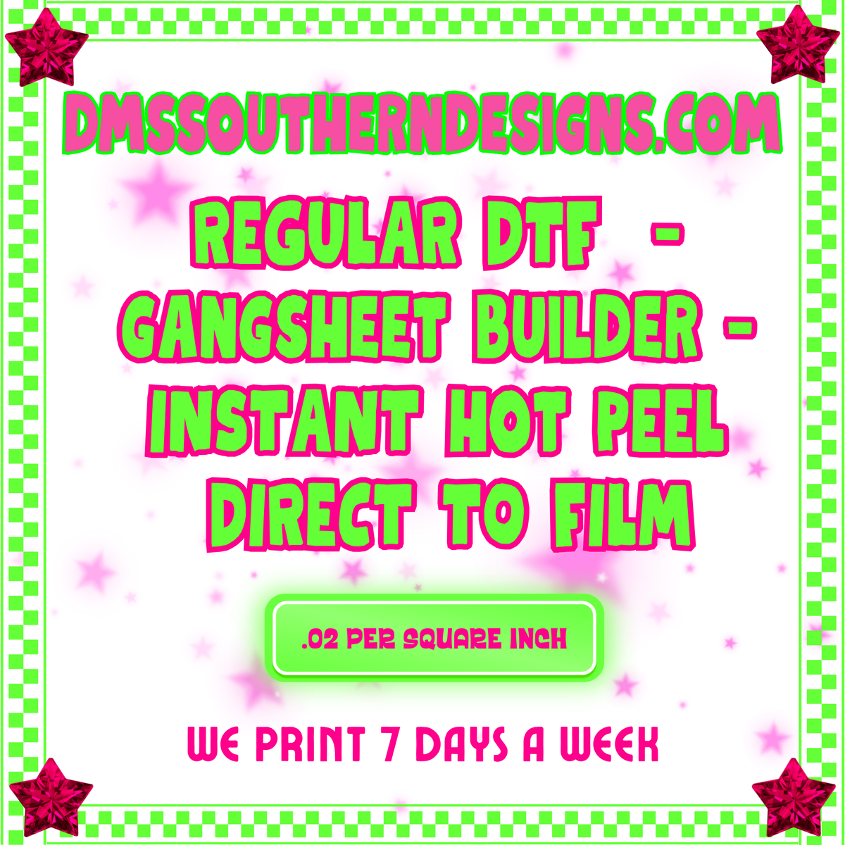 REGULAR DTF ROLLING GANG SHEET - ONLY PAY FOR THE INCHES USED