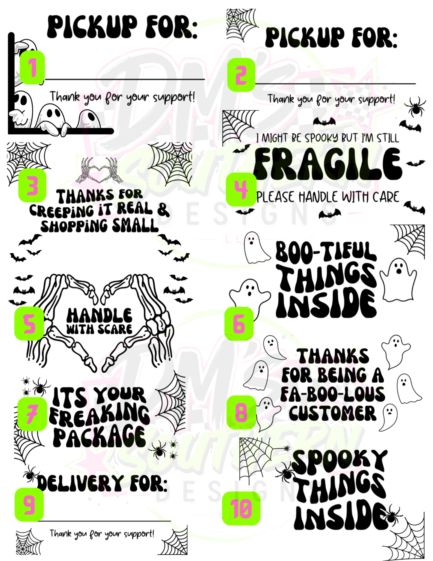 4X6 SPOOKY THERMAL STICKERS/LABELS - PINK LABELS
